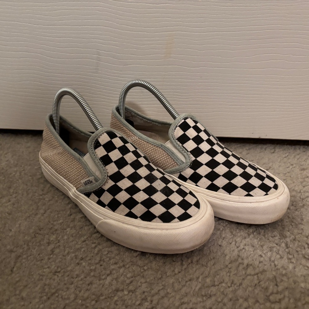 Vans Checkered Slip-On Shoes - Black and White